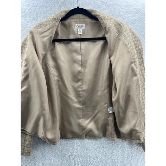 Talbots Womens Tweed Suit Jacket Blazer Gray Beige Pocket Long Sleeve Button 10 - Picture 3 of 9